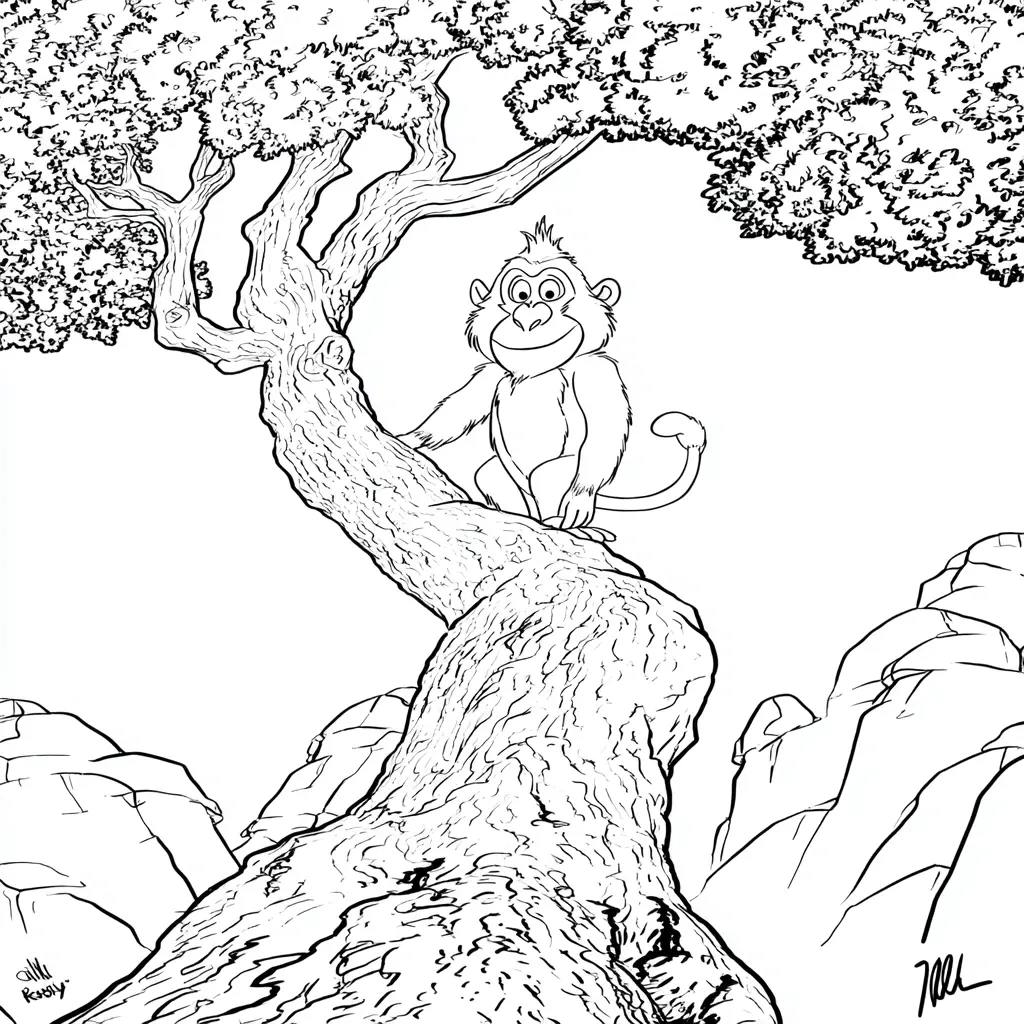 Dibujo de mono babuino de cómic para colorear Dibujo de mono babuino de cómic para colorear