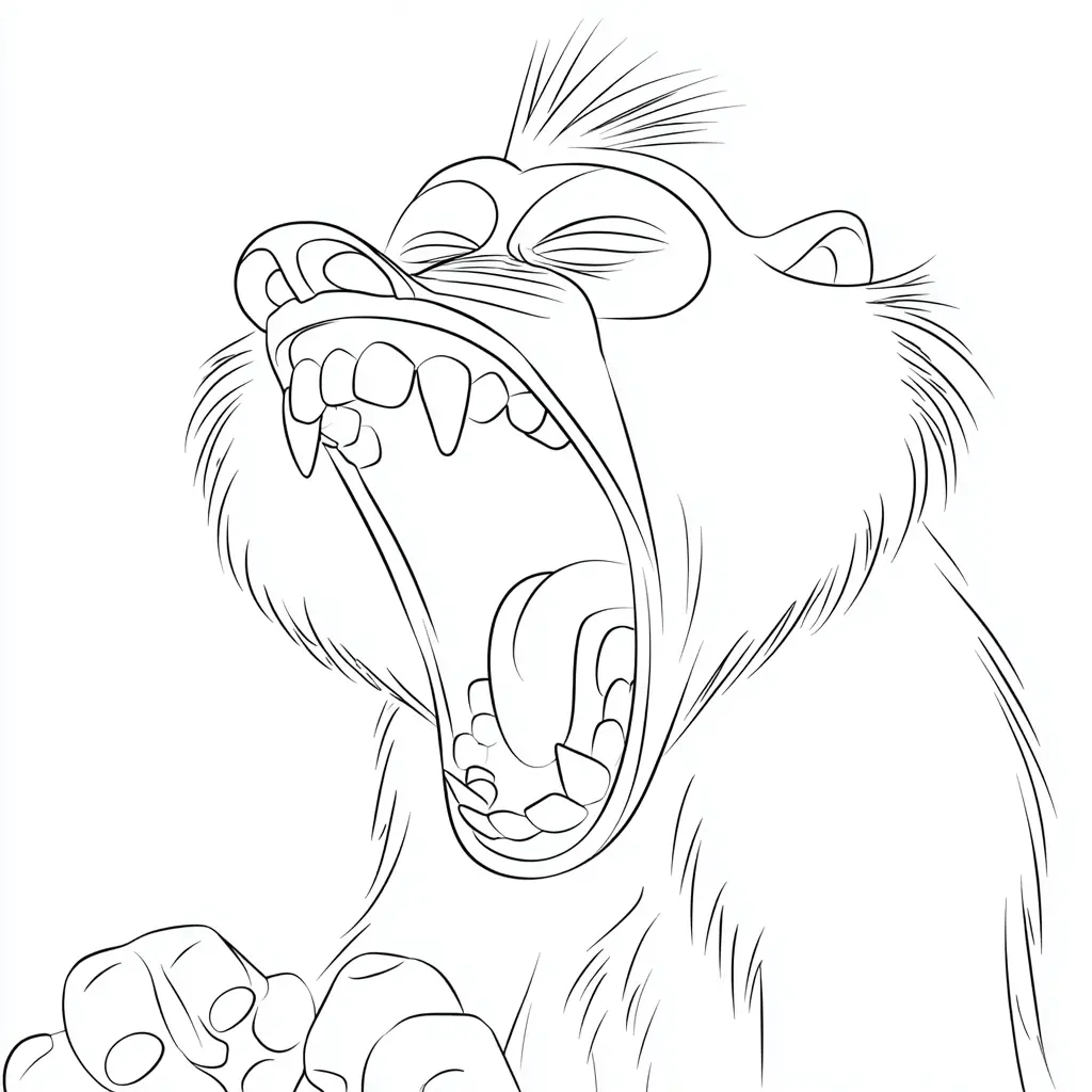 Dibujo de mono babuino bostezando para colorear Dibujo de mono babuino bostezando para colorear