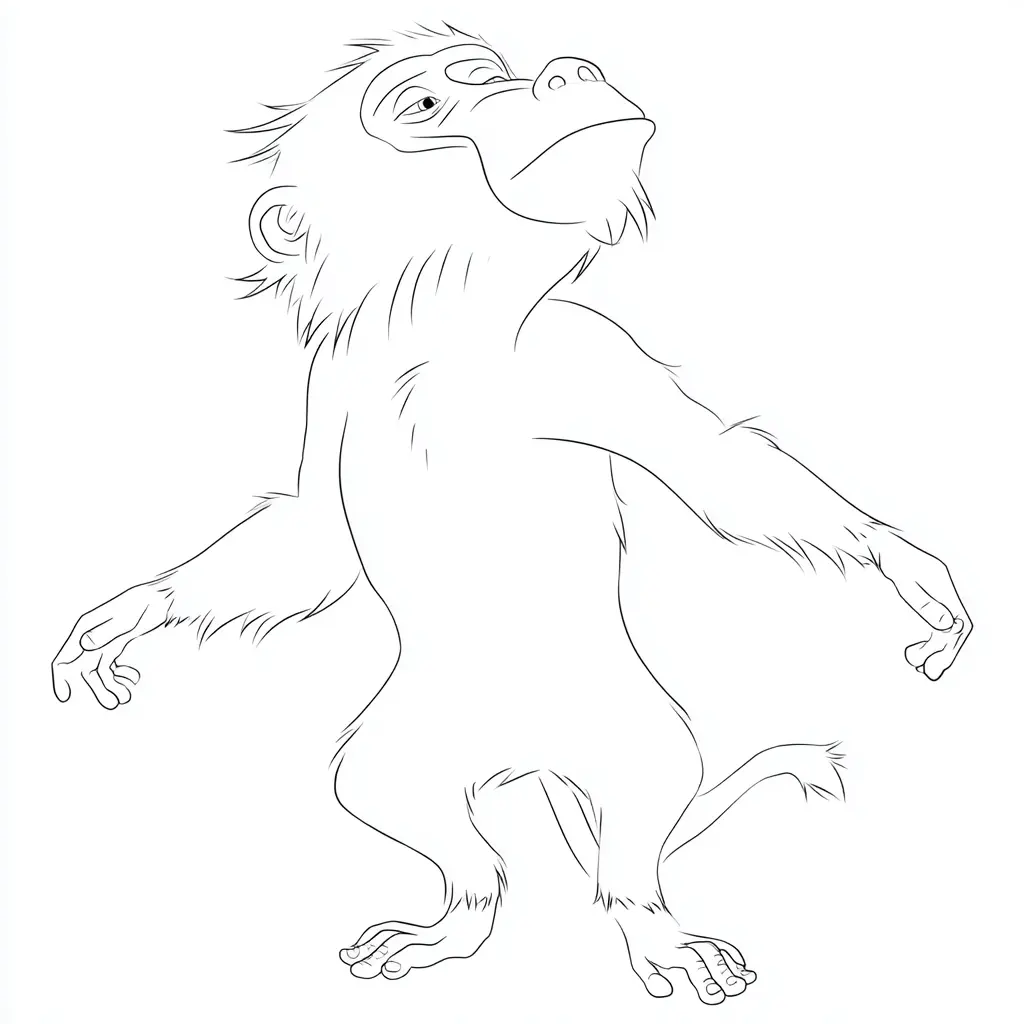 Dibujo de trazos de mono babuino para colorear Dibujo de trazos de mono babuino para colorear