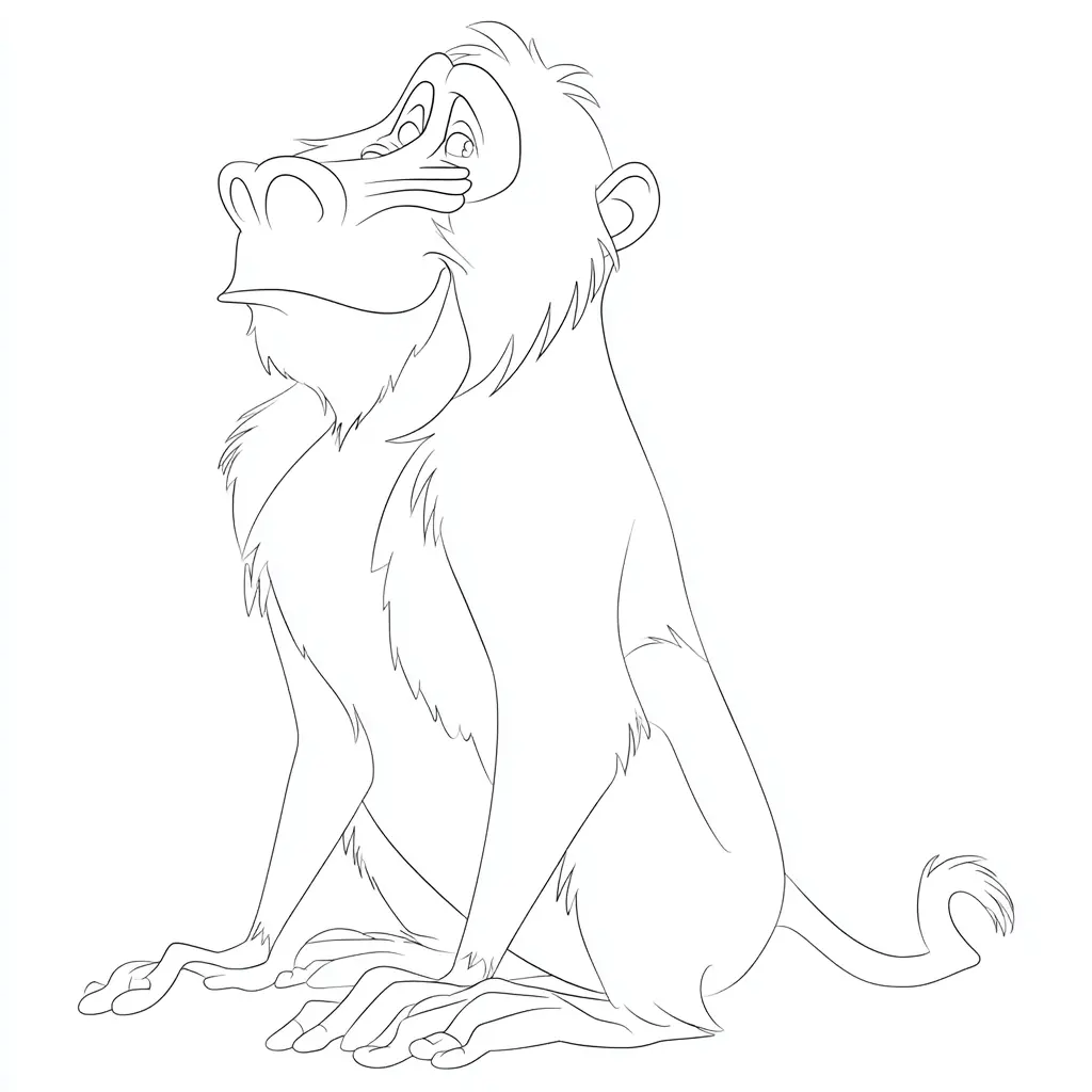 Dibujo de mono babuino de hocico largo para colorear Dibujo de mono babuino de hocico largo para colorear
