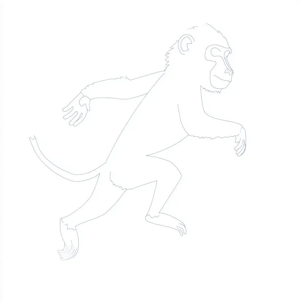 Dibujo de figura de mono babuino para colorear Dibujo de figura de mono babuino para colorear