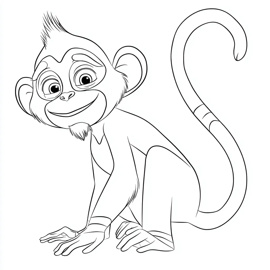 Dibujo de caricatura de mono macaco para colorear Dibujo de caricatura de mono macaco para colorear