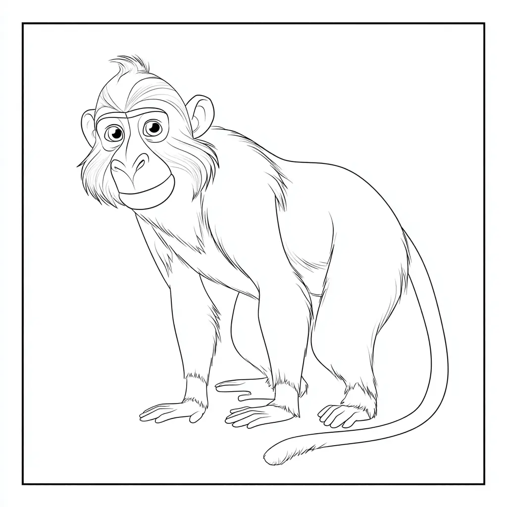 Dibujo de mono macaco adulto para colorear Dibujo de mono macaco adulto para colorear