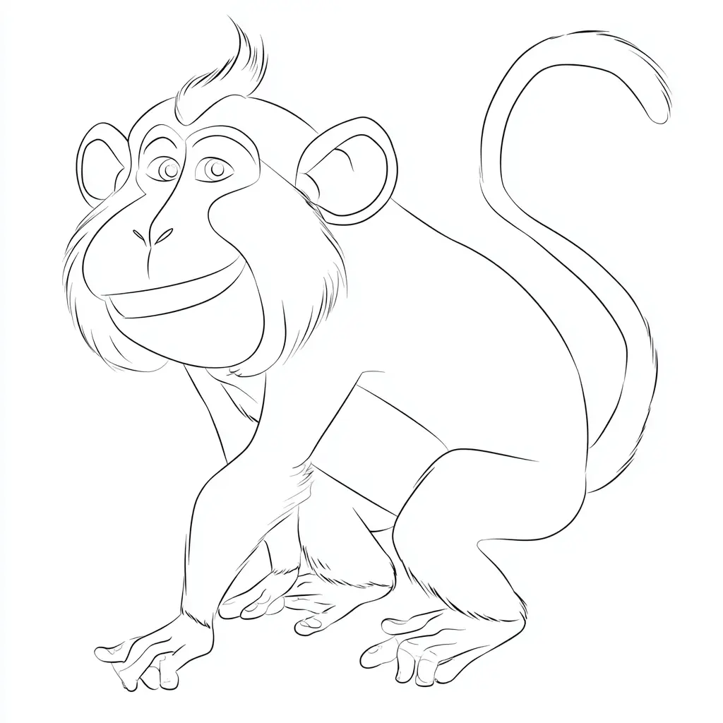 Dibujo de mono macaco a lápiz para colorear Dibujo de mono macaco a lápiz para colorear