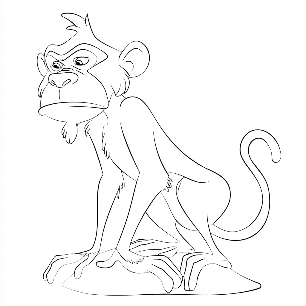 Dibujo de mono macaco gruñón para colorear Dibujo de mono macaco gruñón para colorear