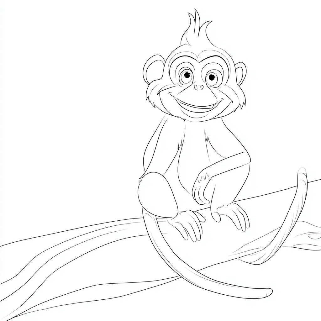 Dibujo de mono macaco en una rama para colorear Dibujo de mono macaco en una rama para colorear