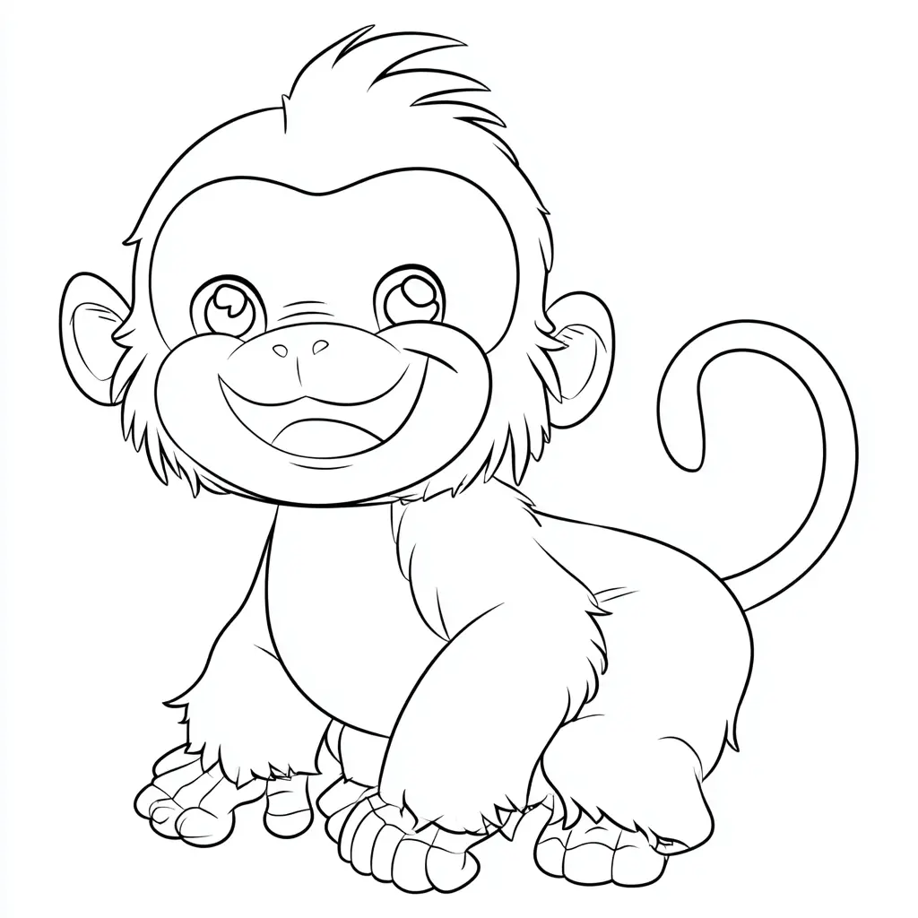 Dibujo de mono macaco kawaii para colorear Dibujo de mono macaco kawaii para colorear