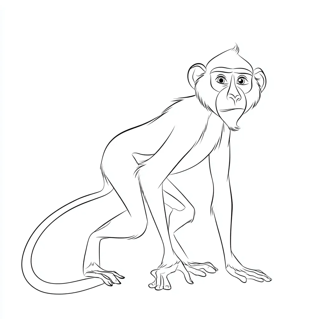 Dibujo de mono macaco de cola larga para colorear Dibujo de mono macaco de cola larga para colorear