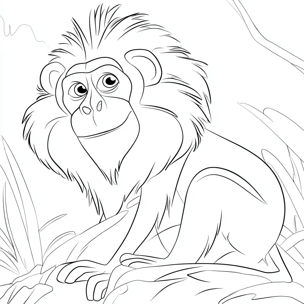 Dibujo de mono macaco cola de león para colorear Dibujo de mono macaco cola de león para colorear