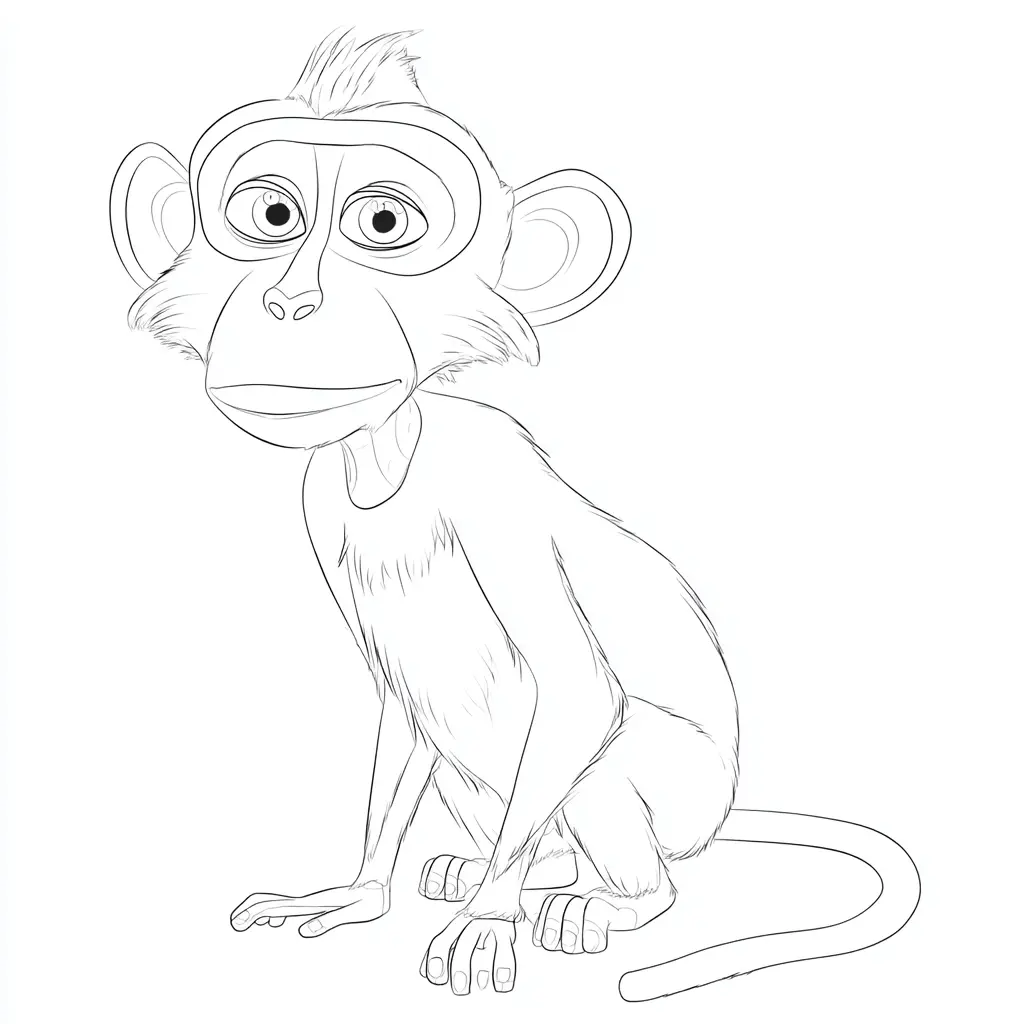 Dibujo de boceto a lápiz de mono macaco para colorear Dibujo de boceto a lápiz de mono macaco para colorear