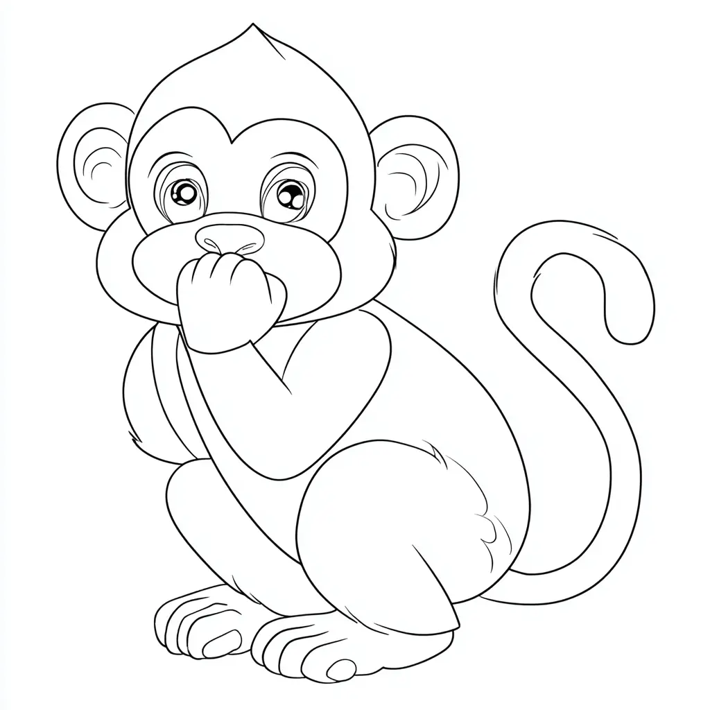 Dibujo de mono macaco con cola rizada para colorear Dibujo de mono macaco con cola rizada para colorear