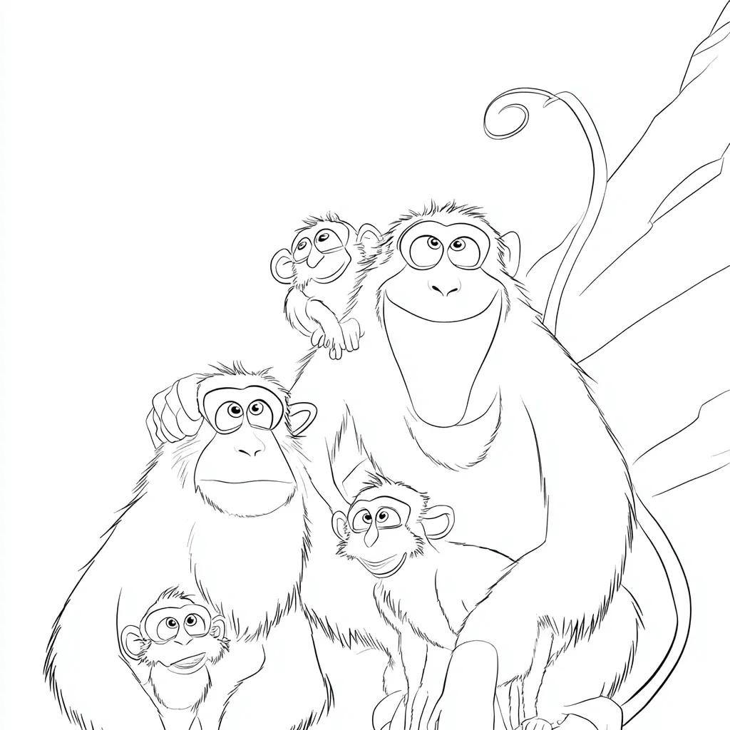 Dibujo de familia de monos macacos de dibujos para colorear Dibujo de familia de monos macacos de dibujos para colorear