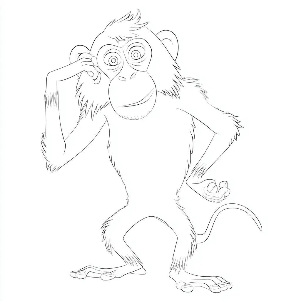 Dibujo de mono macaco pensativo para colorear Dibujo de mono macaco pensativo para colorear