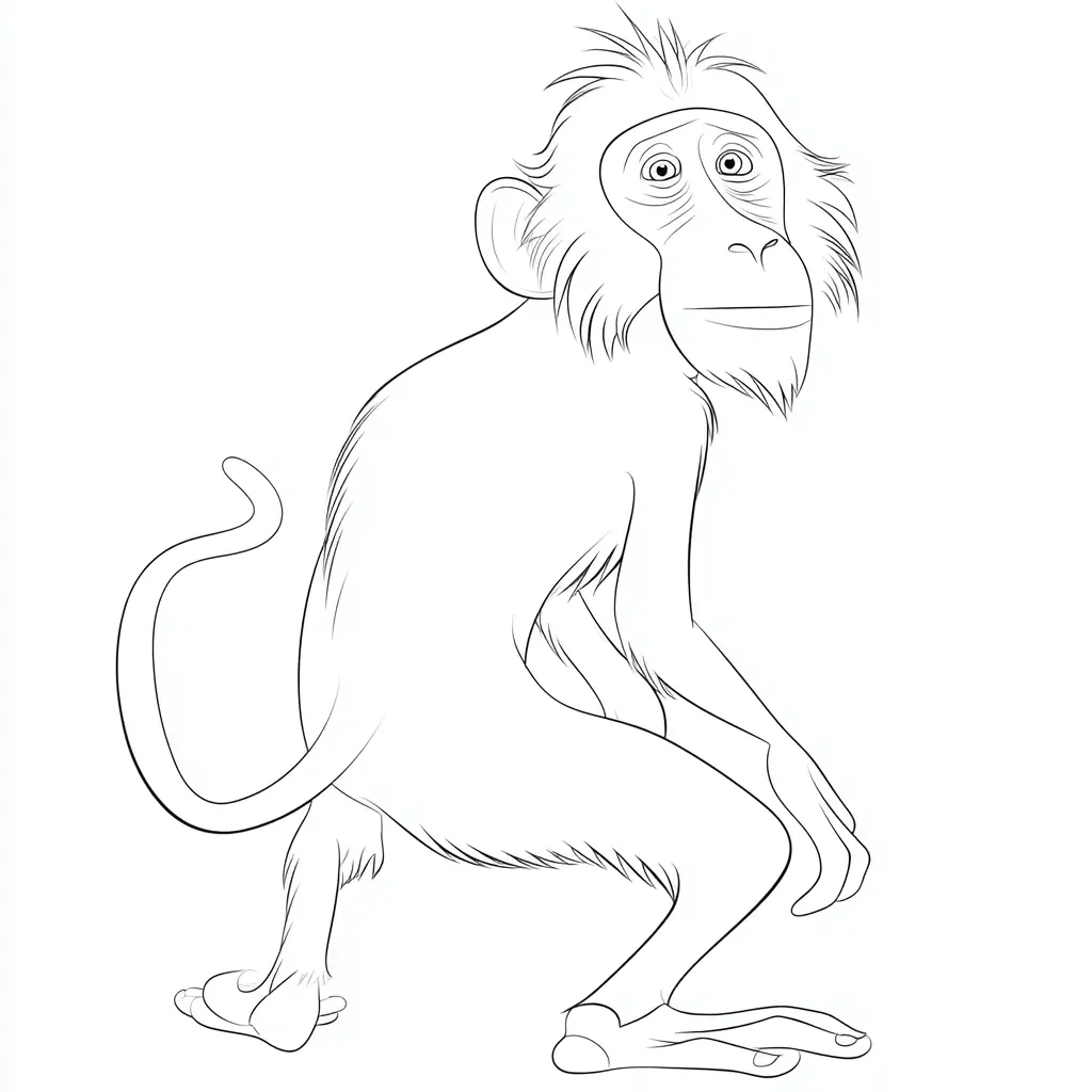 Dibujo de mono macaco de espaldas para colorear Dibujo de mono macaco de espaldas para colorear
