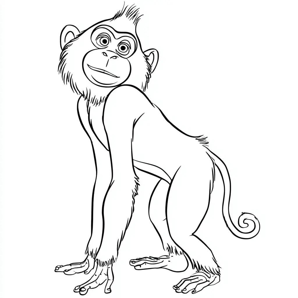 Dibujo de postura de mono macaco para colorear Dibujo de postura de mono macaco para colorear