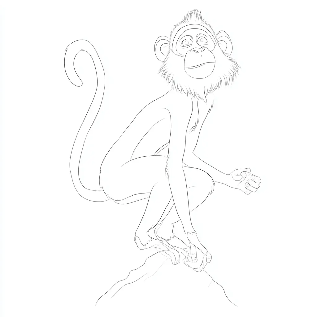 Dibujo de boceto líneas simples de macaco para colorear Dibujo de boceto líneas simples de macaco para colorear