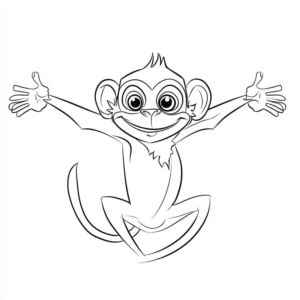 Dibujo de mono macaco de líneas negras para colorear Dibujo de mono macaco de líneas negras para colorear