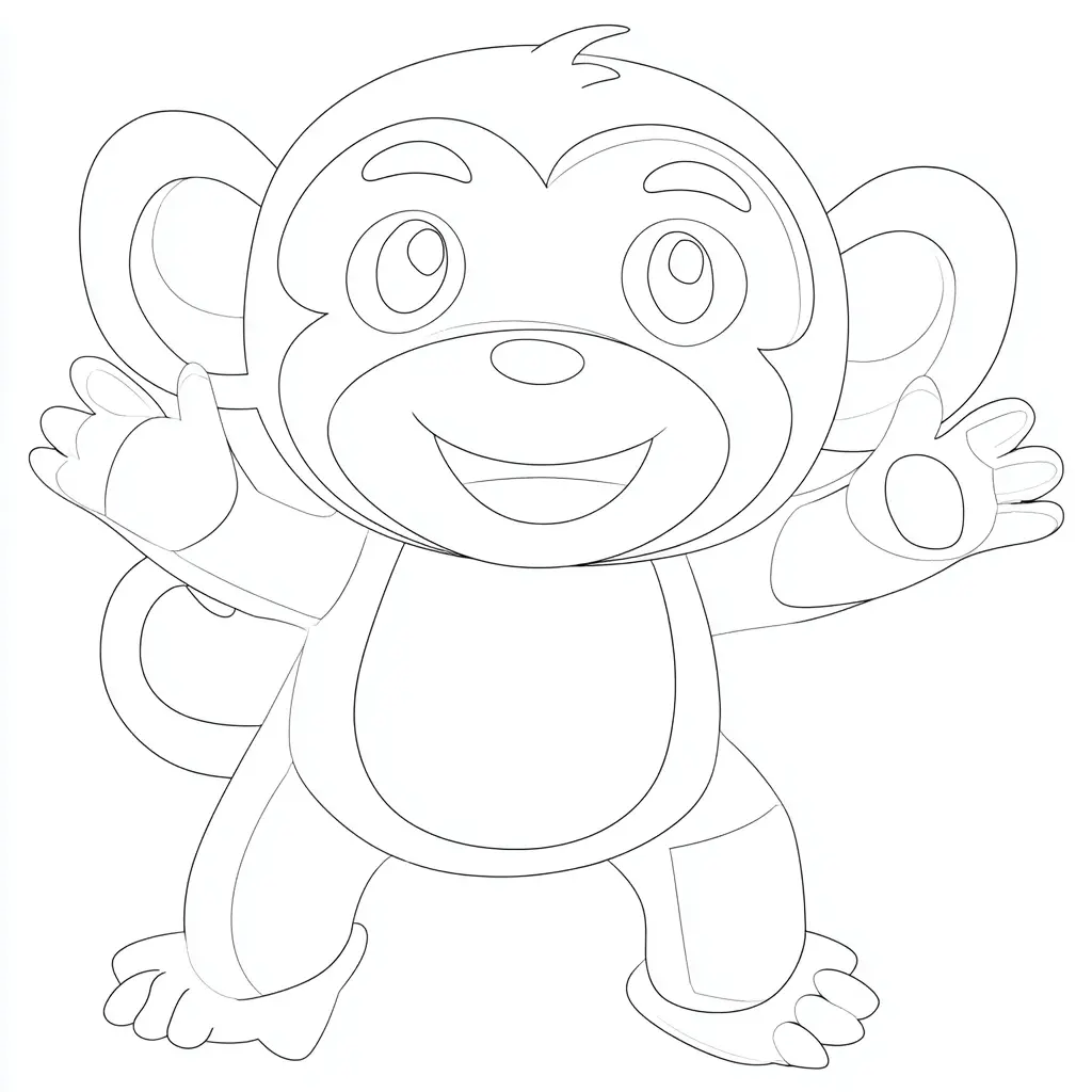 Dibujo de boceto kawaii de mono macaco para colorear Dibujo de boceto kawaii de mono macaco para colorear