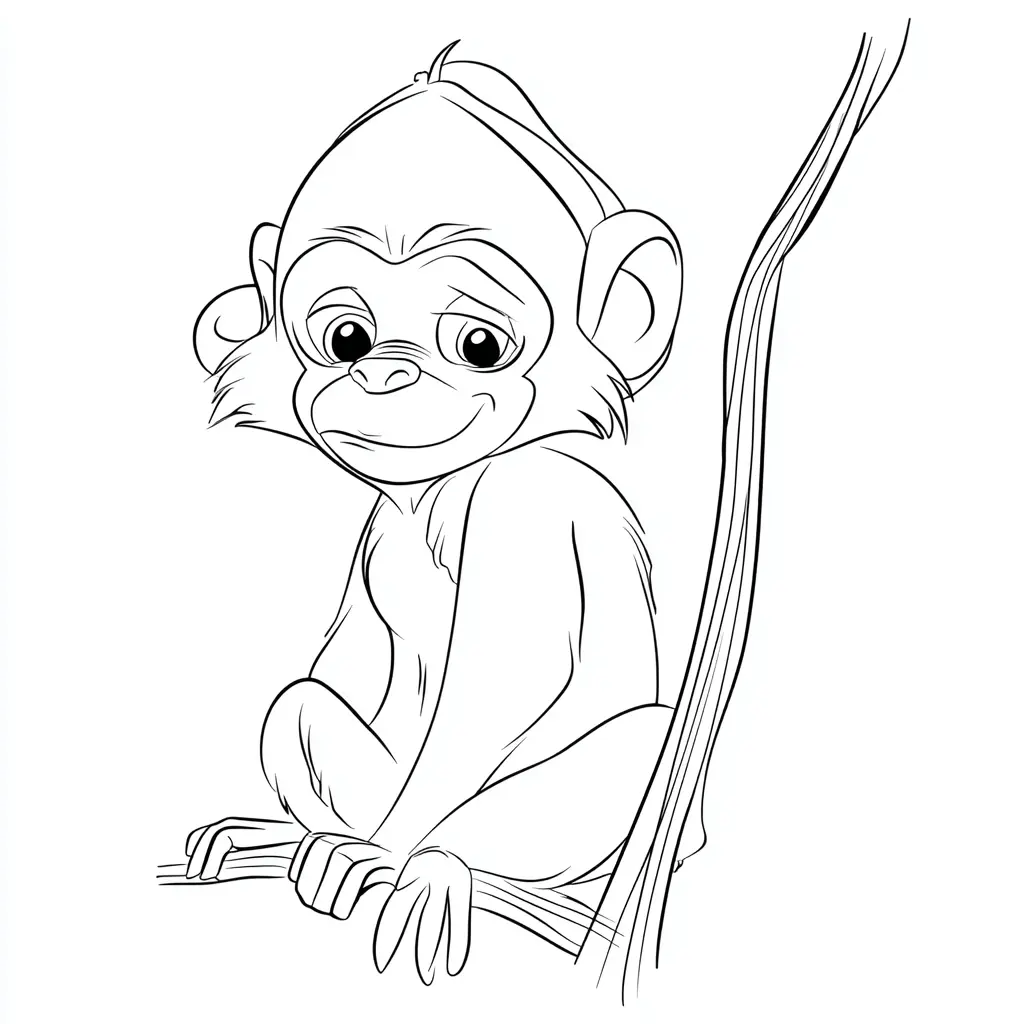 Dibujo de mono macaco sentado para colorear Dibujo de mono macaco sentado para colorear