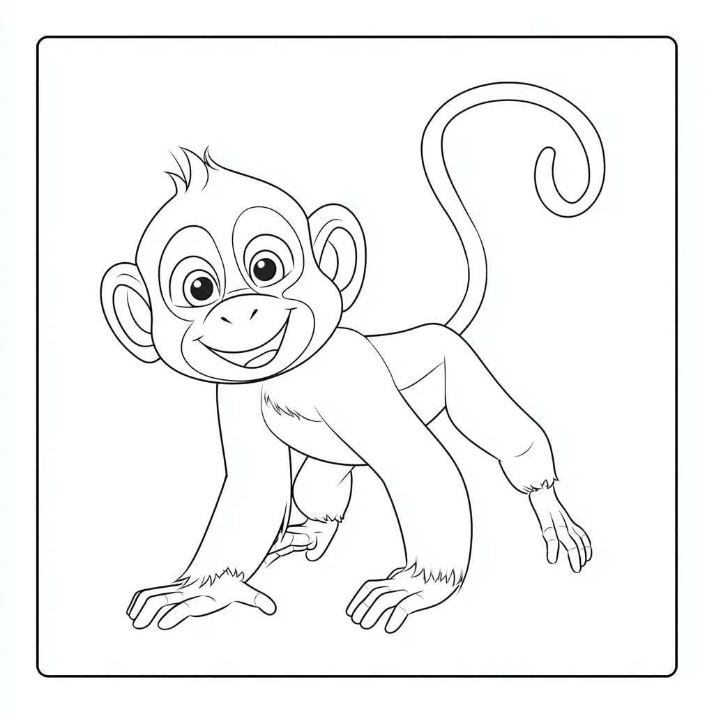 Dibujo de marco de mono macaco kawaii para colorear Dibujo de marco de mono macaco kawaii para colorear