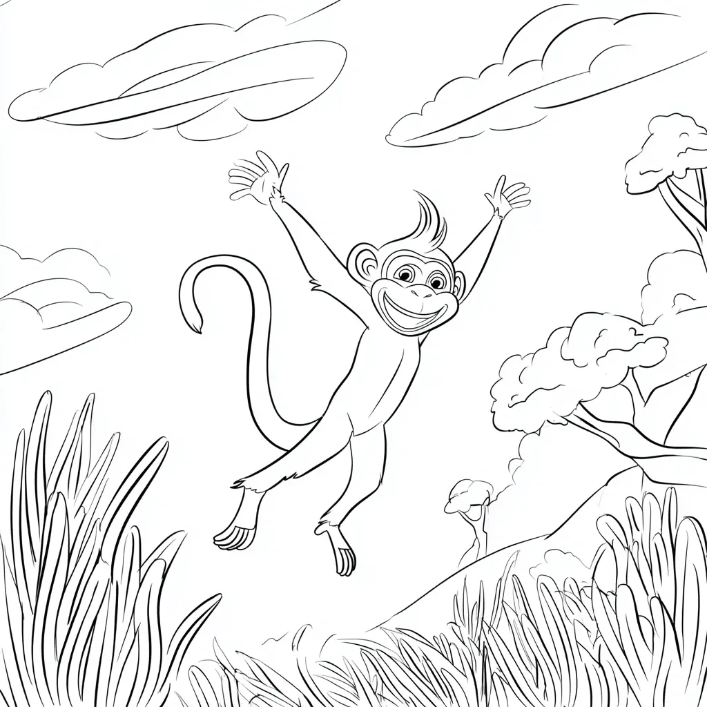 Dibujo de mono macaco saltarín para colorear Dibujo de mono macaco saltarín para colorear