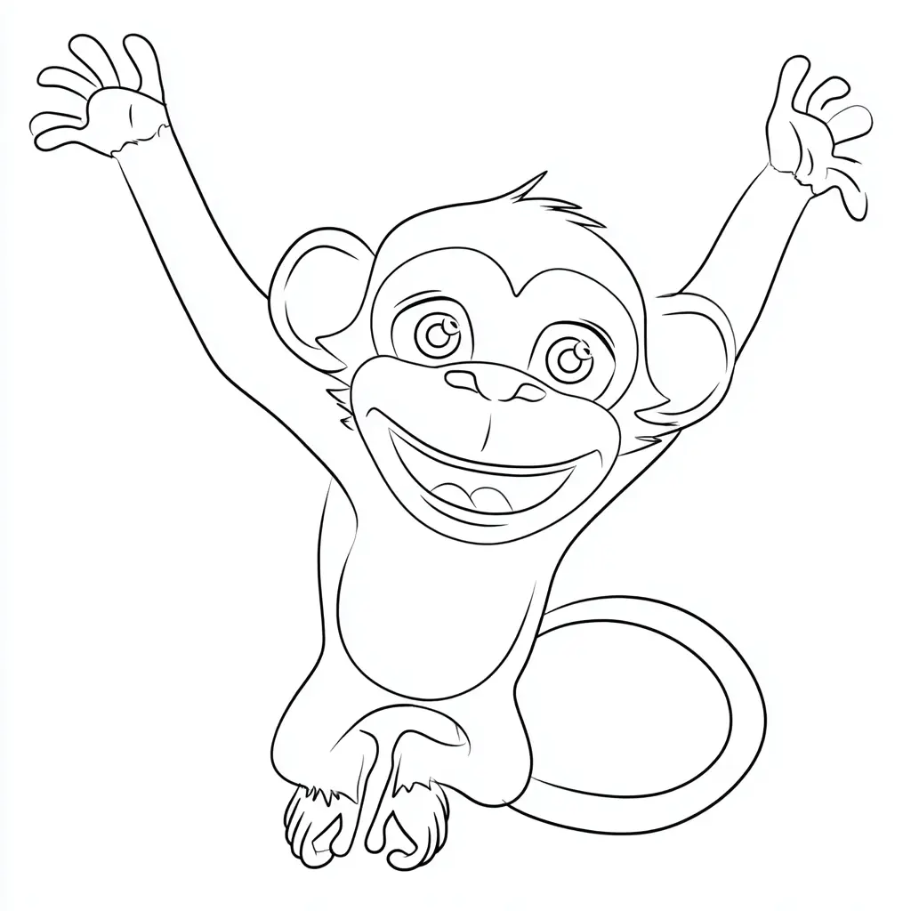 Dibujo de mono macaco con brazos abiertos para colorear Dibujo de mono macaco con brazos abiertos para colorear