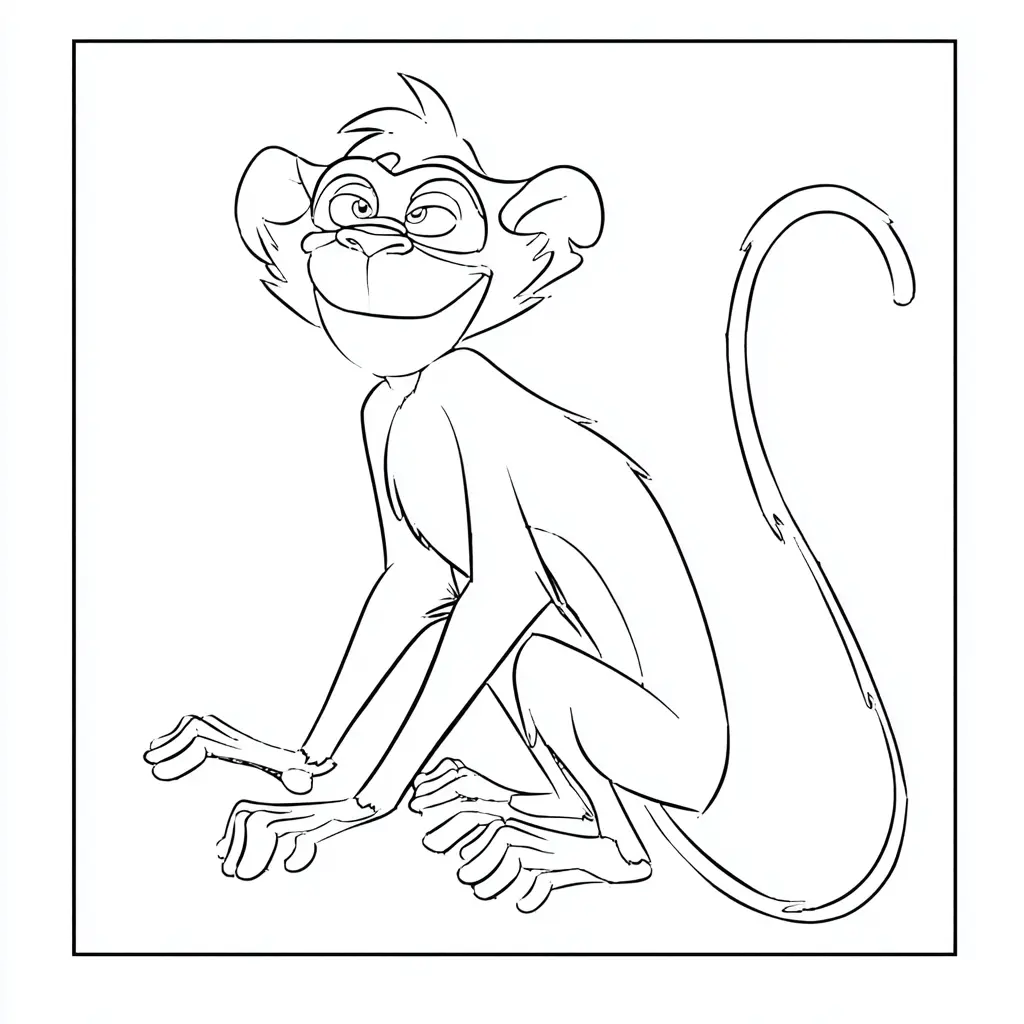 Dibujo de macaco cartoon de cola larga para colorear Dibujo de macaco cartoon de cola larga para colorear