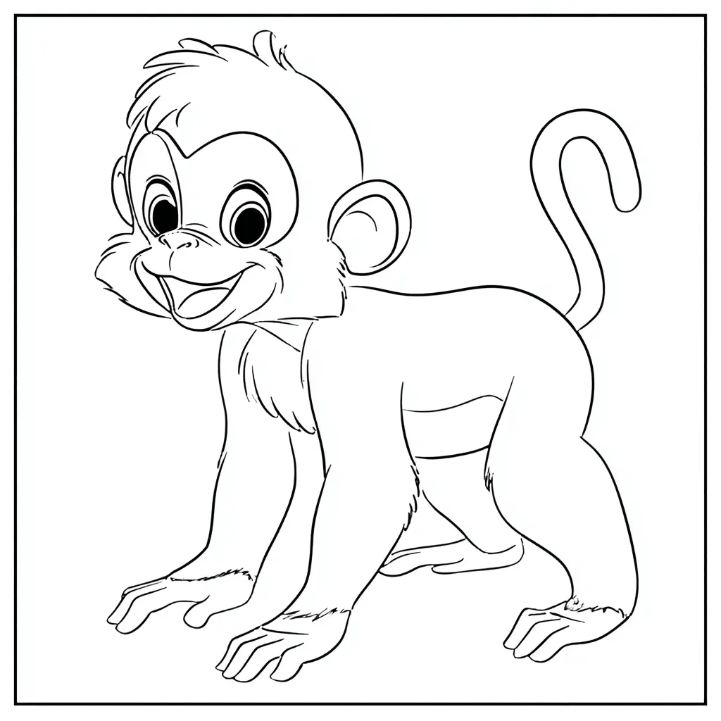 Dibujo de pequeño mono macaco para colorear Dibujo de pequeño mono macaco para colorear