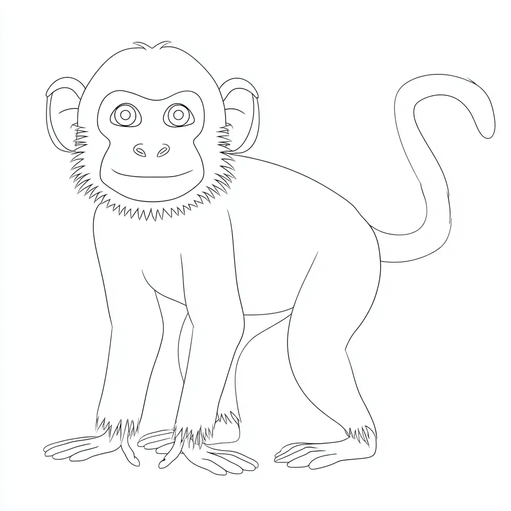 Dibujo de mono macaco lineal definido para colorear Dibujo de mono macaco lineal definido para colorear