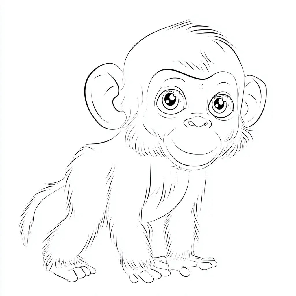 Dibujo de pequeño mono peludito para colorear Dibujo de pequeño mono peludito para colorear