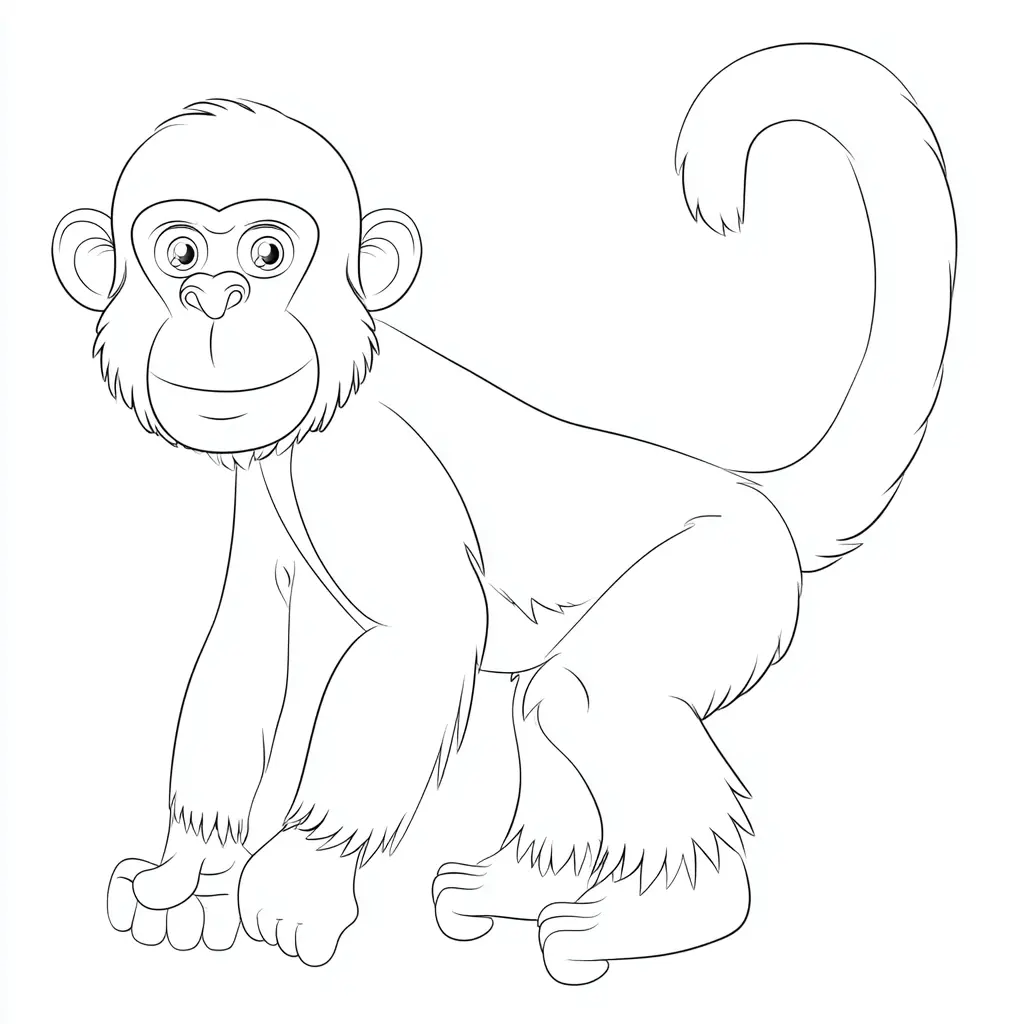 Dibujo de mono con cola espesa para colorear Dibujo de mono con cola espesa para colorear