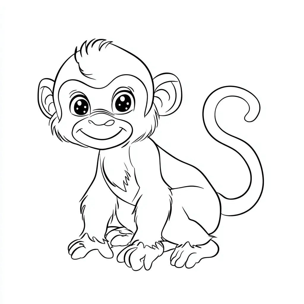 Dibujo de lindo mono para colorear Dibujo de lindo mono para colorear