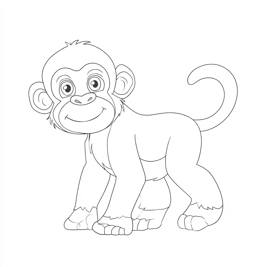 Dibujo de mono cartoon andando para colorear Dibujo de mono cartoon andando para colorear
