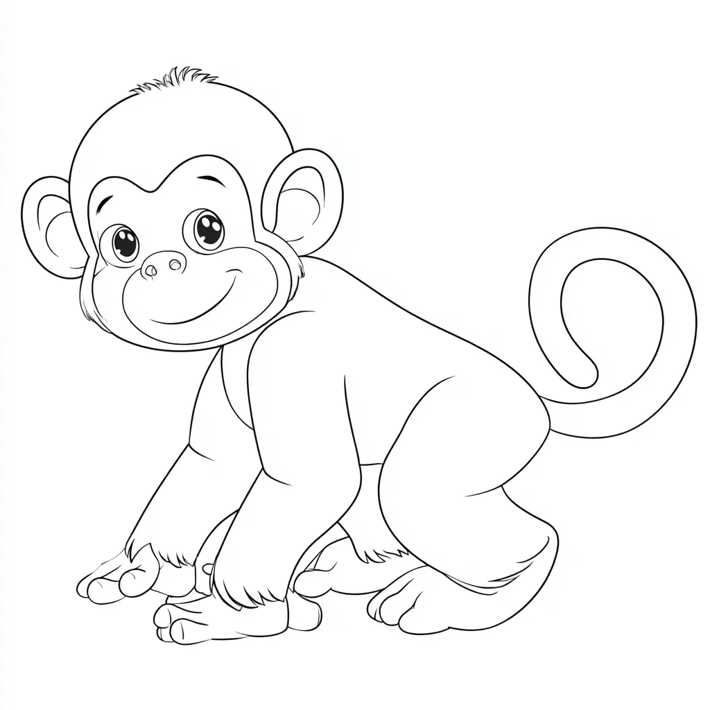 Dibujo de mono de tierna sonrisa para colorear Dibujo de mono de tierna sonrisa para colorear