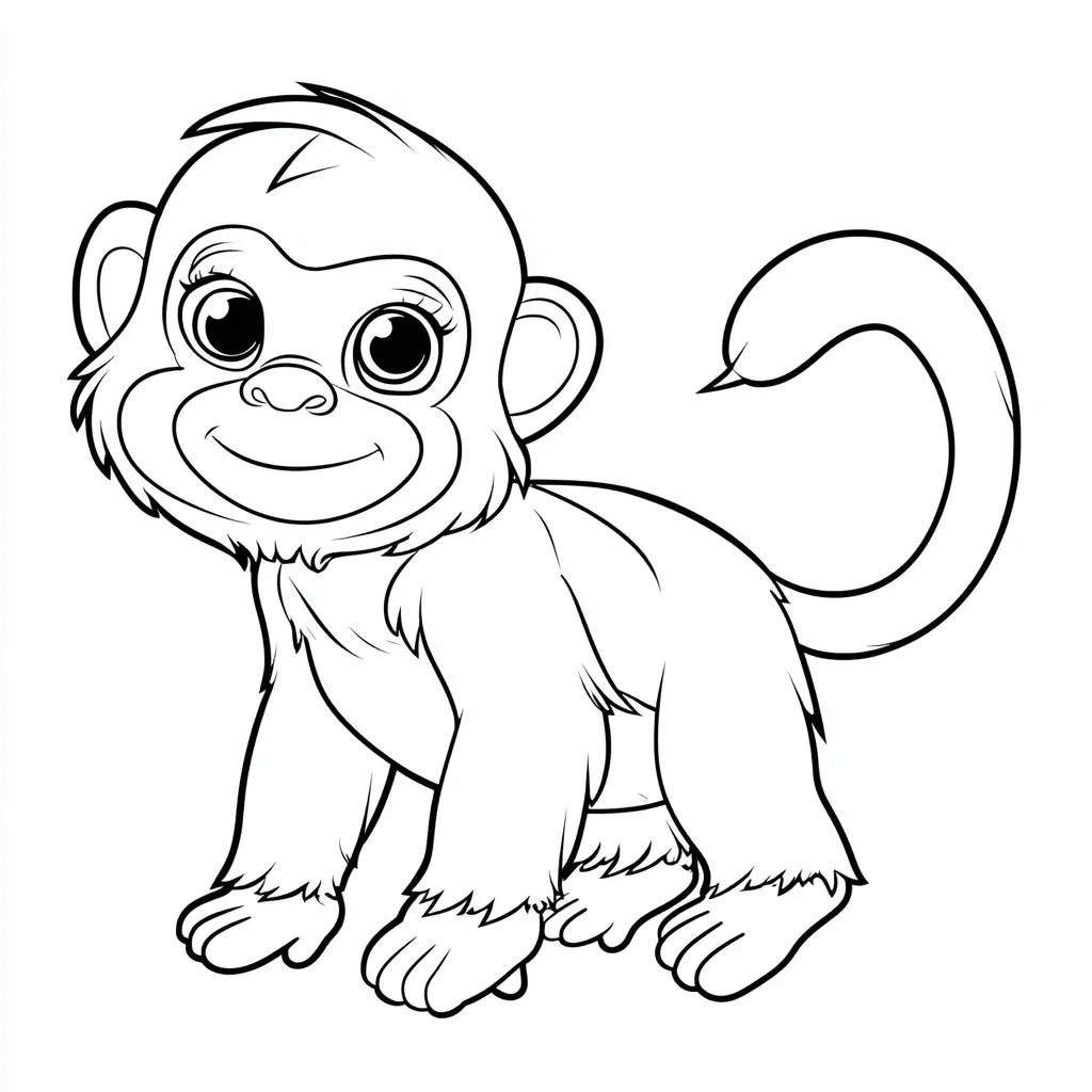 Dibujo de mono adorable para colorear Dibujo de mono adorable para colorear