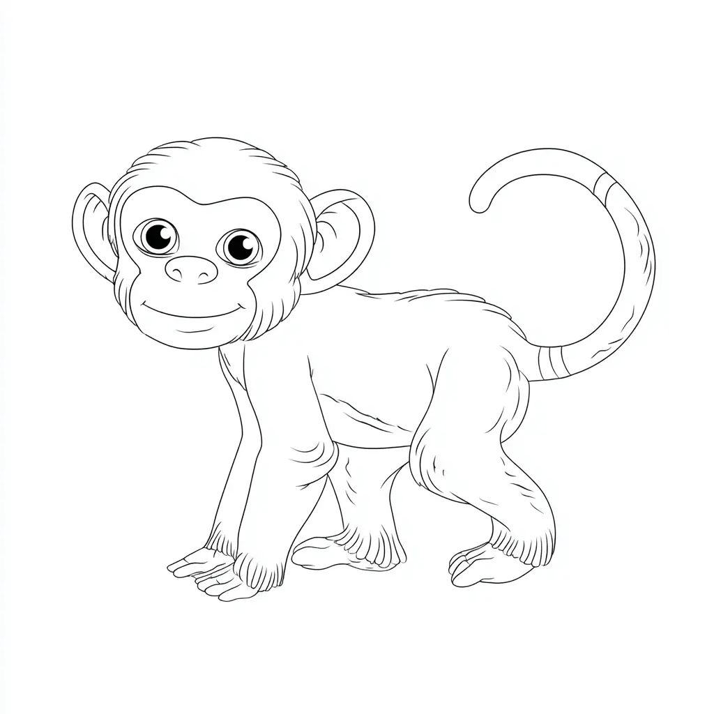 Dibujo de mono alegre para colorear Dibujo de mono alegre para colorear