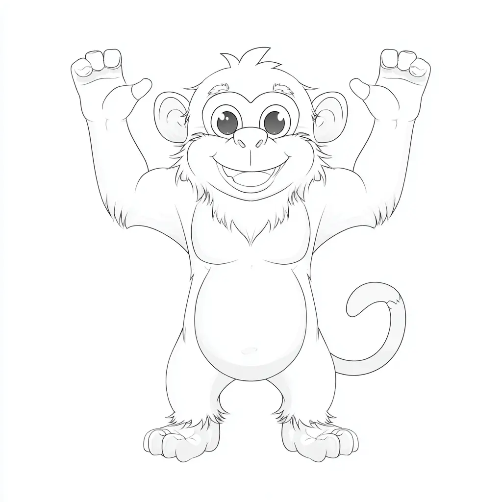Dibujo de mono cómico de pie para colorear Dibujo de mono cómico de pie para colorear