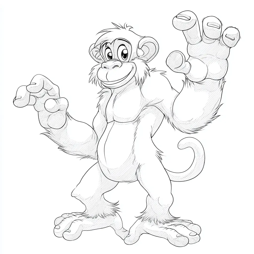 Dibujo de mono de cómic para colorear Dibujo de mono de cómic para colorear