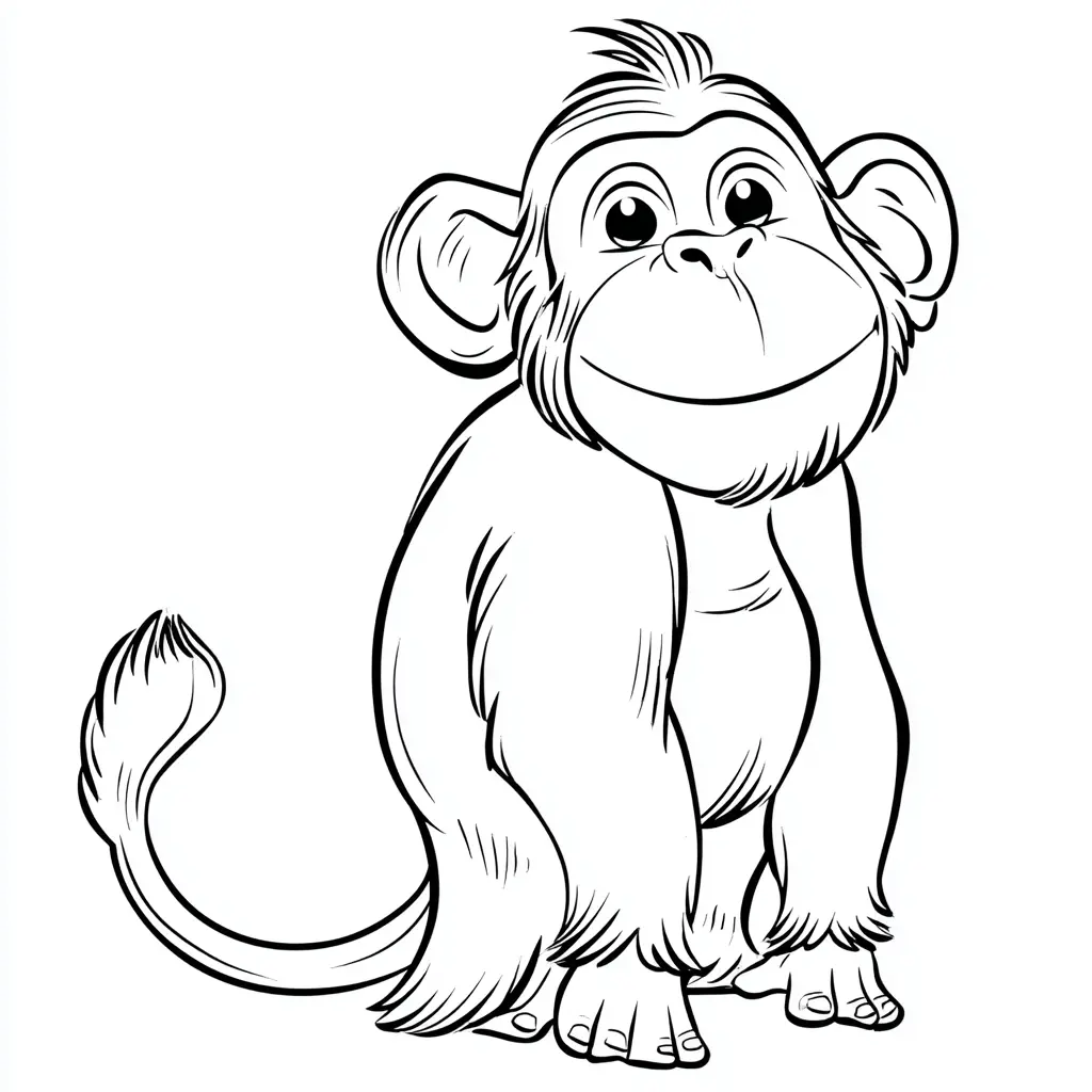 Dibujo de mono caricaturesco para colorear Dibujo de mono caricaturesco para colorear