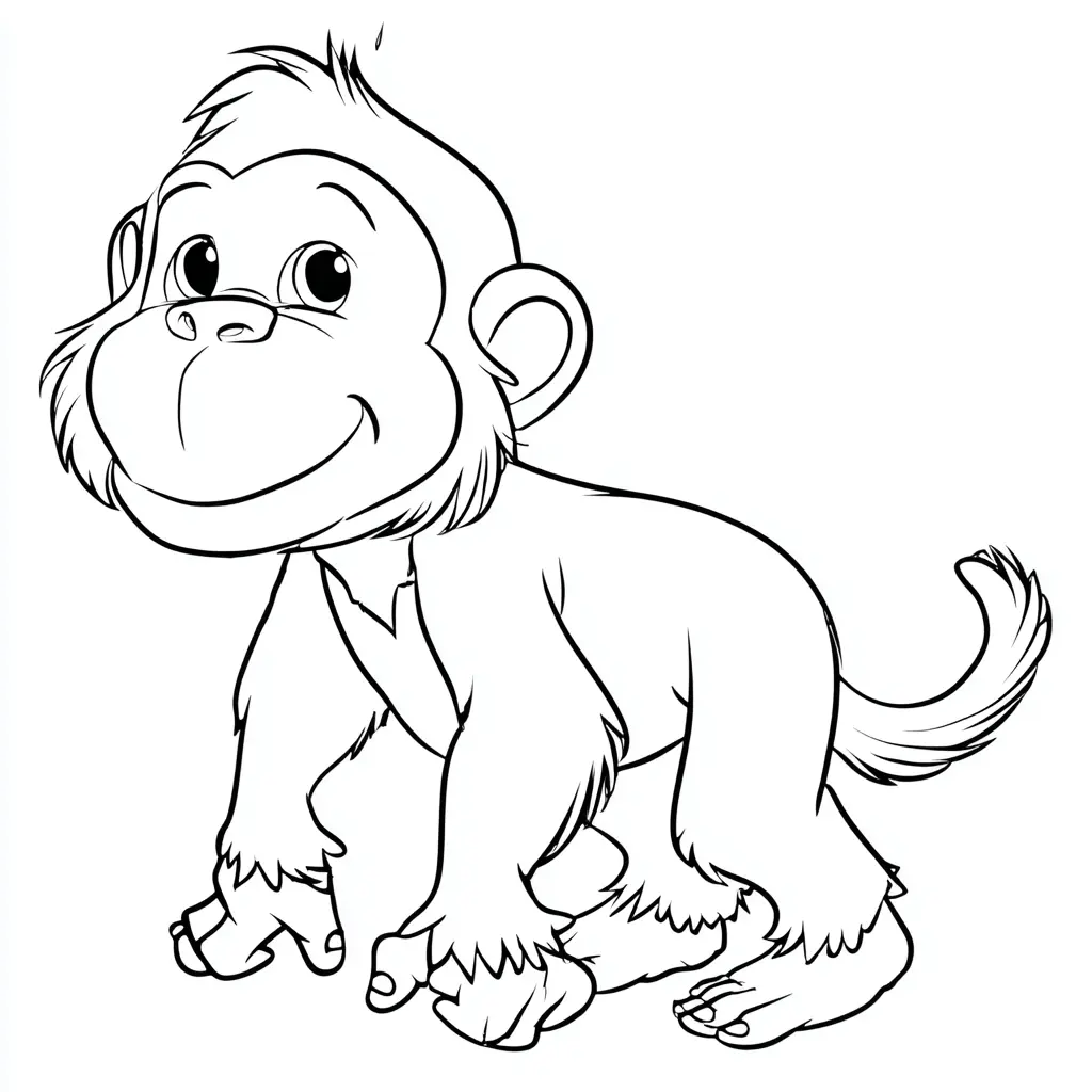 Dibujo de mono kawaii para colorear Dibujo de mono kawaii para colorear