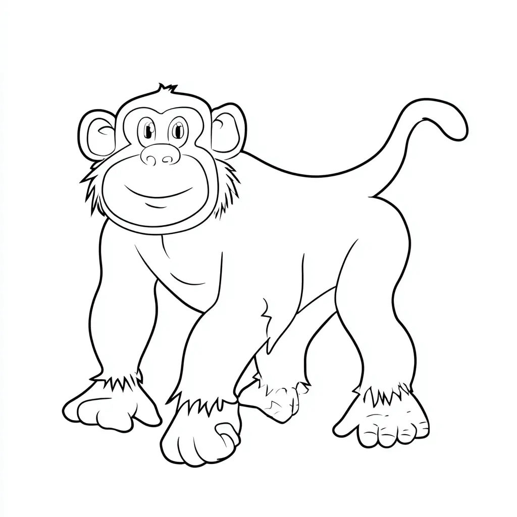 Dibujo de contorno de mono con detalles para colorear Dibujo de contorno de mono con detalles para colorear