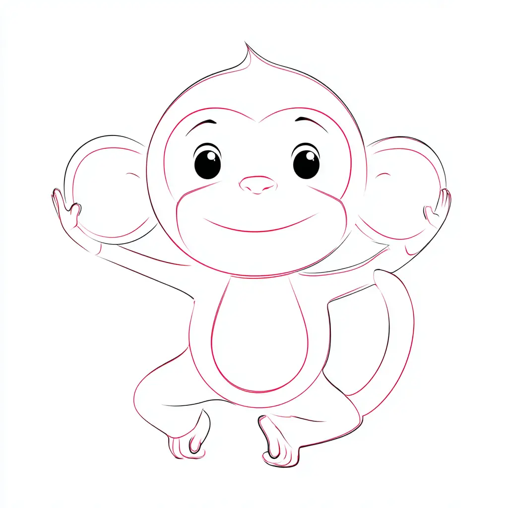 Dibujo de mono con formas redondas para colorear Dibujo de mono con formas redondas para colorear