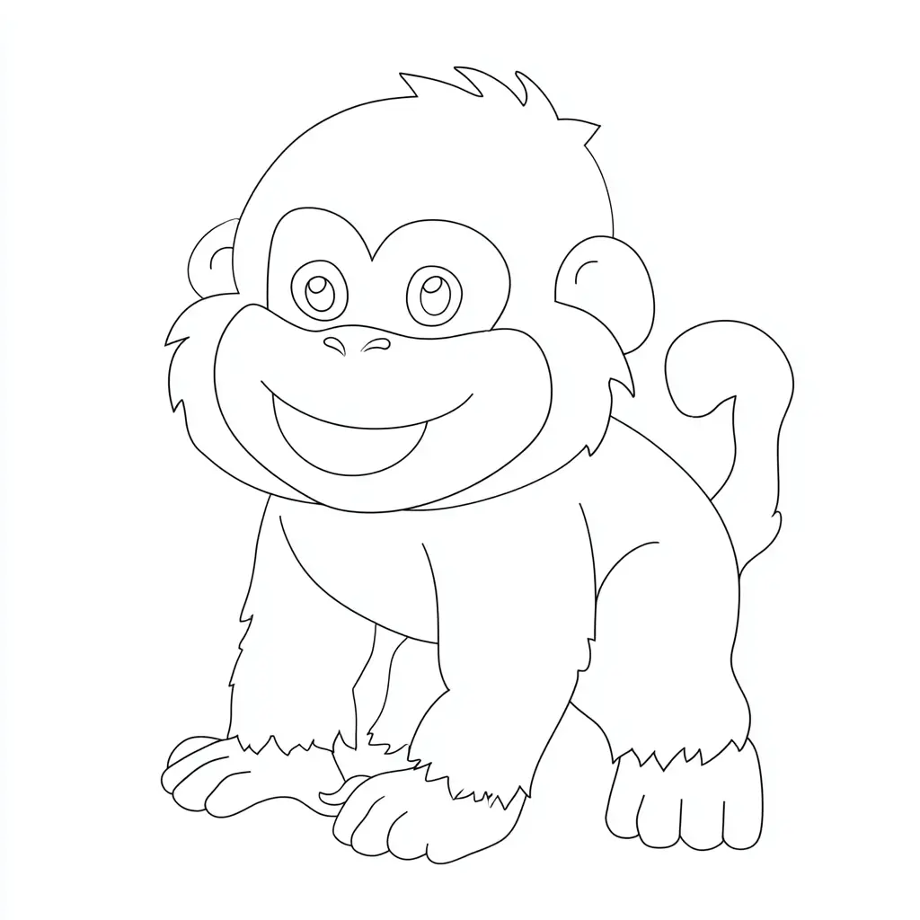 Dibujo de mono de líneas simples para colorear Dibujo de mono de líneas simples para colorear