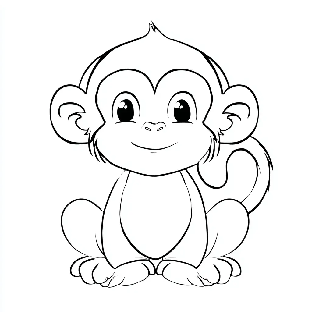 Dibujo de pequeño mono kawaii para colorear Dibujo de pequeño mono kawaii para colorear