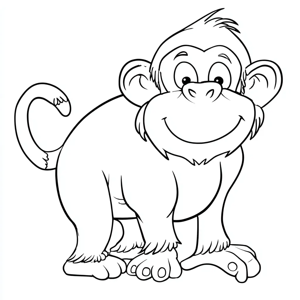 Dibujo de mono de dibujos animados para colorear Dibujo de mono de dibujos animados para colorear