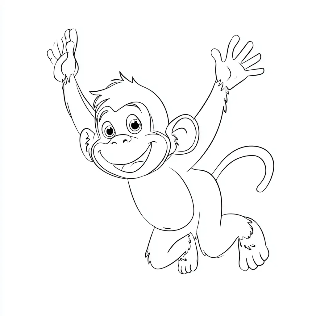 Dibujo de mono estilo animado para colorear Dibujo de mono estilo animado para colorear