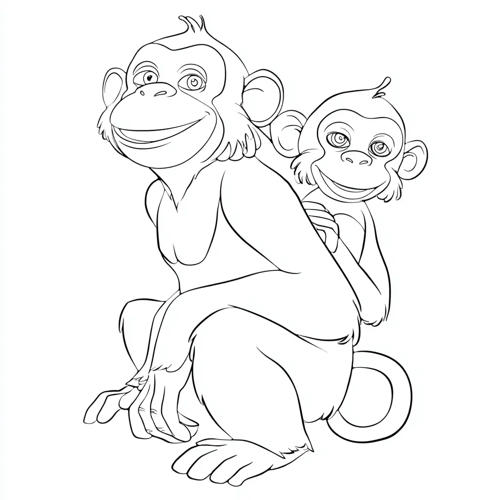 Dibujo de monos de caricatura para colorear Dibujo de monos de caricatura para colorear