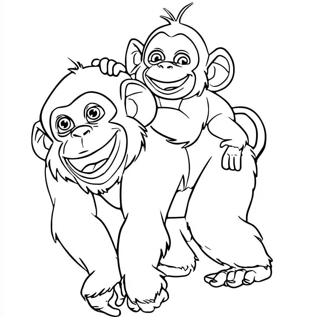 Dibujo de mamá y bebé monos para colorear Dibujo de mamá y bebé monos para colorear