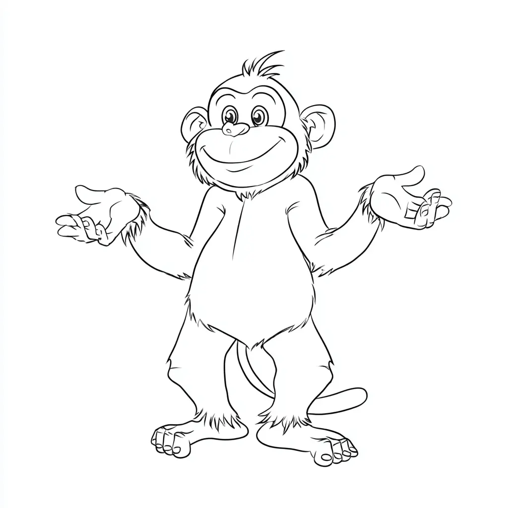 Dibujo de pose de mono cartoon para colorear Dibujo de pose de mono cartoon para colorear