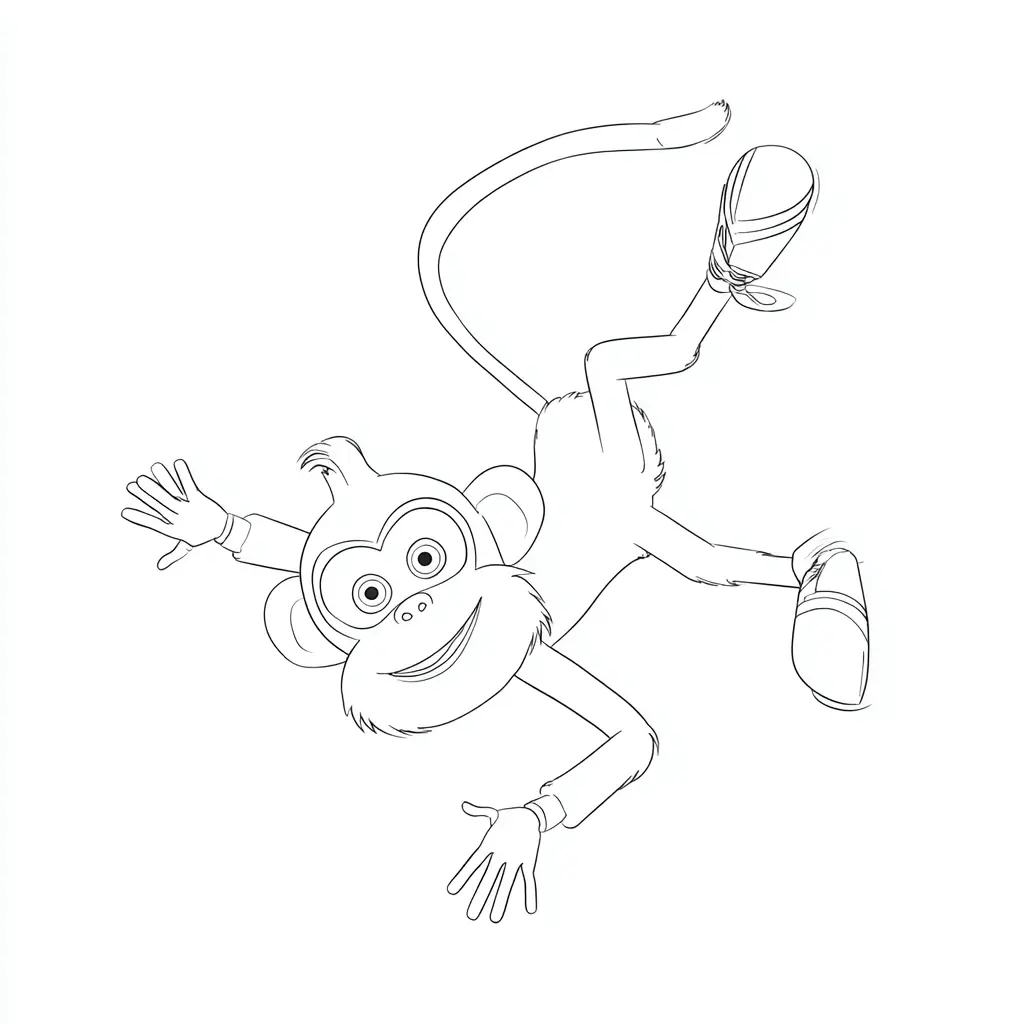 Dibujo de personaje de mono cartoon para colorear Dibujo de personaje de mono cartoon para colorear